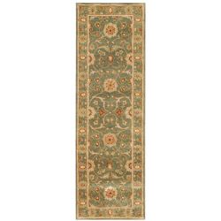 Hand tufted Green/ Brown Wool Rug (26 X 8)