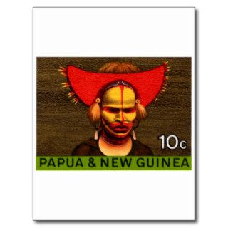 1968 Papua New Guinea Headress 10c Postage Stamp Post Card