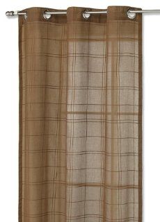 Accents de Ville Voile Check Curtain with Grommets, Dark Brown, 40 inch x 90 inch   Misc Home Decor