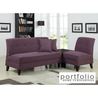 Portfolio Engle Amethyst Purple Linen 3 piece Sofa Set