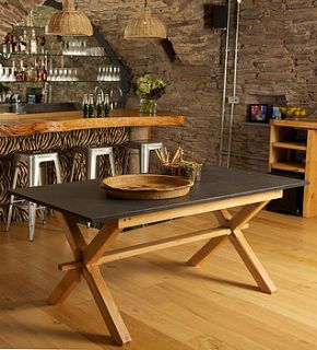 oak refectory style slate top table by slate top tables