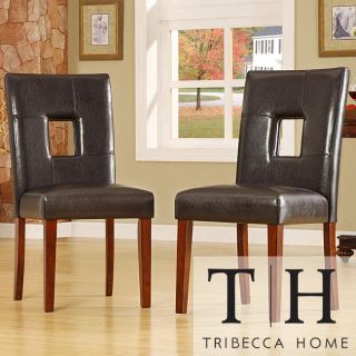 Tribecca Home Alsace Dark Brown Faux Leather Side Chairs (set Of 2)
