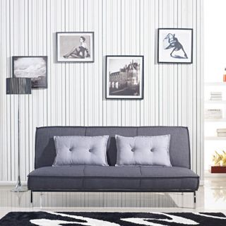 Vitoria 76 inch Charcoal Grey Sleeper Sofa Bed With French Seams