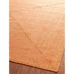 Hand woven Reversible Peach/ Yellow Braided Rug (6 Square)