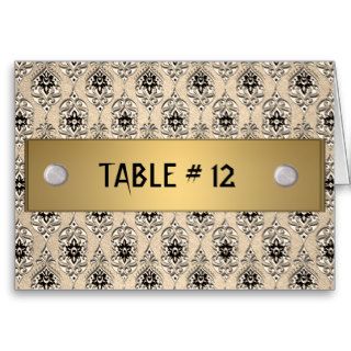 Yellow damask table number template cards