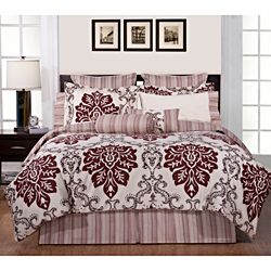 Pointehaven Country Ridge Queen size 12 piece Bed In A Bag With Sheet Set Burgundy Size Queen