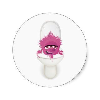 cute toilet monster in vector round stickers