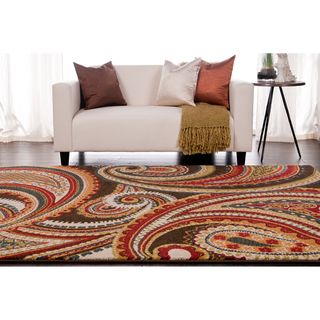 Meticulously Woven Contemporary Brown/red Floral Paisley Floral Fordbridge Rug (53x76)