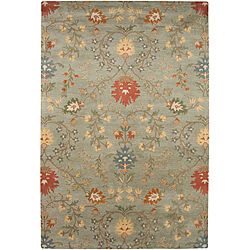 Hand tufted Ivory, Red And Green Wool Rug (8 X 11)