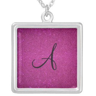 Pink glitter monogram necklace
