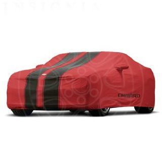 2010 2013 Chevrolet Camaro Outdoor Car Cover Red with Black Stripes and Camaro Logo GM# 92215993 Fits Hard Tops Automotive