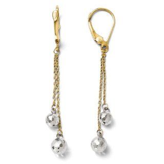 14k White and yellow gold Leslies Two tone Polished Dangle Leverback Earrings Jewelry