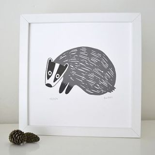 barry the badger screen print by miri