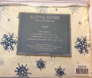Alpine Home Cotton Flannel Twin Sheet Set   Snowflake   Pillowcase And Sheet Sets