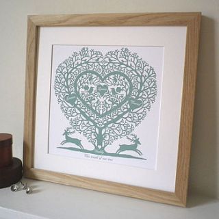 personalised family tree heart print by glyn west design