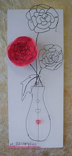 iron wire wall hanging with detachable brooch roses by helaina sharpley