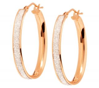 VicenzaGold 1 Pave Glitter Oval Hoop Earrings 14K Gold —