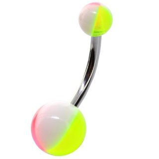 Fun 3 Color Beach Ball UV Acrylic Belly Button Ring FreshTrends Jewelry