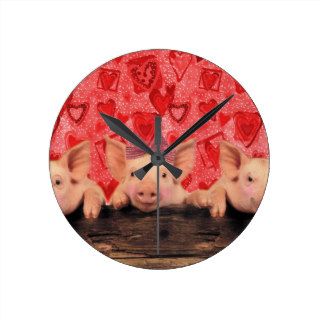 Cute Valentine pigs Clock