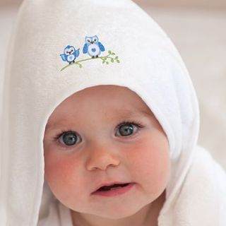 owl embroidered baby towel by the fine cotton company