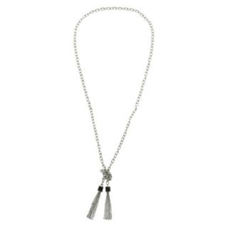 Textured Oval Link Chain Necklace with Tassel  