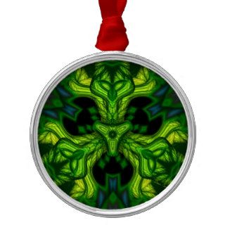 Green Man Goblin – Emerald and Gold Mask Christmas Tree Ornaments