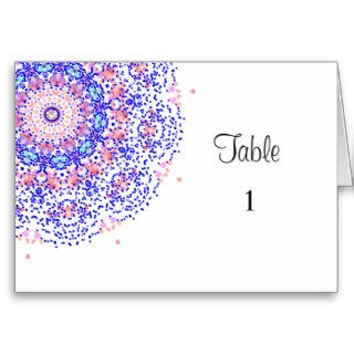 Delicate Lacy Pink Teal Blue Floral Table Numbers Card