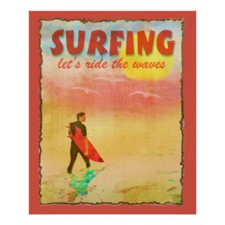 Surfer Dude Vintage Style Poster