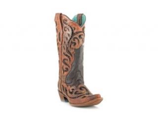 New Corral C1183 Chocolate Inlay 6 Womens Western Boots Shoes