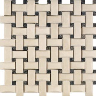 Arizona Tile ST 303 Sterling 12 by 12 Inch Pattern Honed/Polished Mosaic, Crema Basket Weave, 3 Pack   Marble Tiles  