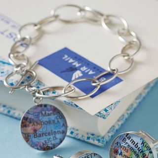 personalised silver map bracelet by evy designs