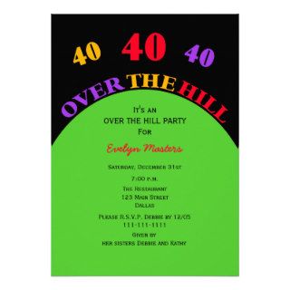 Over the Hill 40th Birthday Party Invitation Invite