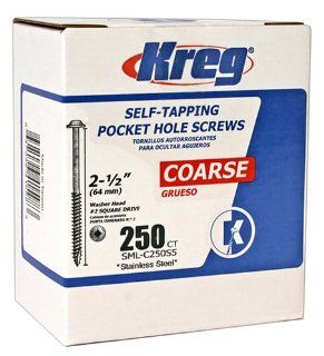 Kreg SML C250S5 250 305 Stainless Steel Pocket Hole Screws   2 1/2 Inch, #10 Coarse, Washer Head, 250 count   Pocket Hole Jigs  