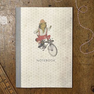 frog on a bicycle notebook by katie leamon