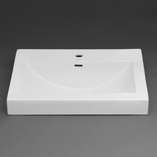 Ronbow Rectangle Ceramic Semi Recessed Vessel Bathroom Sink with