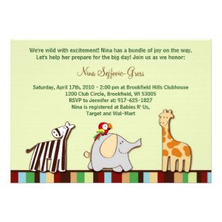 Neutral Jungle Animals Baby Shower Invitations