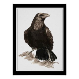 Watercolor Raven Bird Art for those who love birds Print