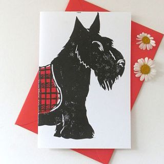 scottie dog hand printed card by woah there pickle