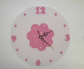 personalised polka dot flower clock by brambleberries