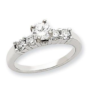 14k WhiteGold Peg Set 5 Stone Diamond Engagement Ring Mounting Jewelry
