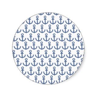 Cute Girly Blue White Anchor Pattern Sticker