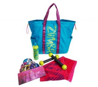 ZUMBA FITNESS Party on the Go Exhilarate Workout  Set w/ Tote Bag —