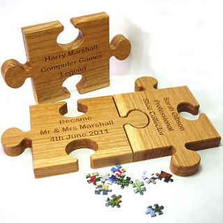personalised oak jigsaw piece by dougal dog design