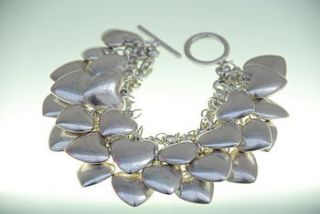 silver heart cluster bracelet by the heart store