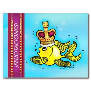 FELICTACIONES crown fish Spanish congratulations Postcard
