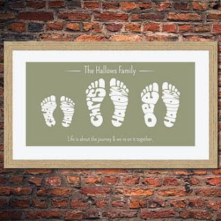 personalised family foot print by name art