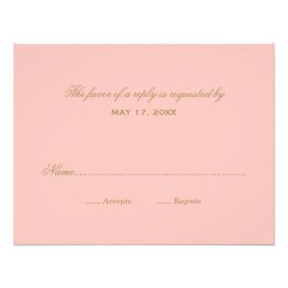 Wedding RSVP Card  Blush Pink Antique Gold