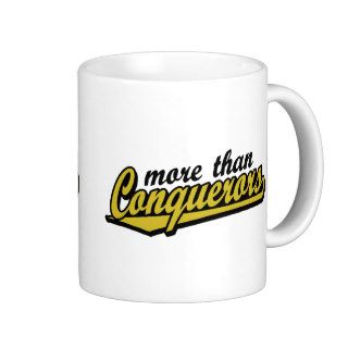 More than conquerors script logo mug