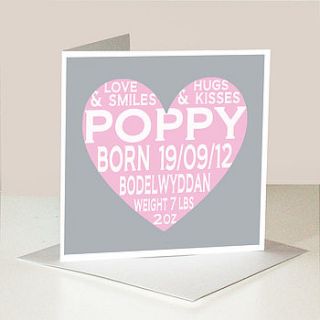 personalised newborn baby card by ciliegia designs