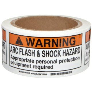 Brady 101517 2" Height, 4" Width, B 302 High Performance Polyester, Black And Orange On White Color Arc Flash And Shock Label (100 per Roll) Industrial Warning Signs